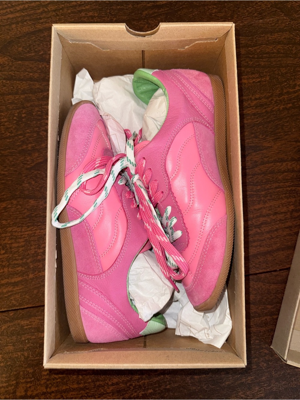 Dolce Vita Pink Sneakers with Green Heel Accent
